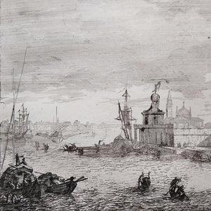 18th Century Engraving of Venice by Luca Carlevarijs Engraving Antique 