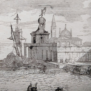 18th Century Engraving of Venice by Luca Carlevarijs Engraving Antique 