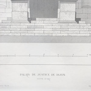 19th Century Claude Sauvageot Engraving Palais de Justice Engraving Antique 