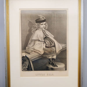 19th Century Currier & Ives Lithograph 'Little Ella' Lithograph Antique 