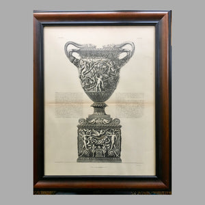 19th Century Print of Giovanni Piranesi Engraving of Amphora Vase Engraving Antique 