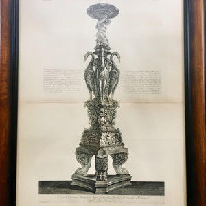 19th Century Print of Giovanni Piranesi Engraving of Candelabra Engraving Antique 