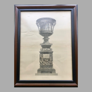 19th Century Print of Giovanni Piranesi Engraving of Sculptured Vase Engraving Antique 