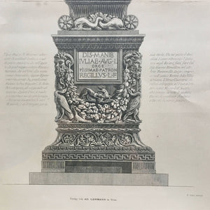 19th Century Print of Giovanni Piranesi Engraving of Sculptured Vase Engraving Antique 