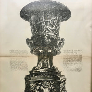 19th Century Print of Giovanni Piranesi Engraving of Vase Engraving Antique 