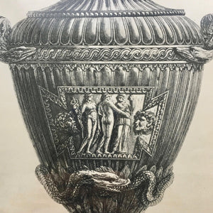 19th Century Print of Giovanni Piranesi Engraving of Vases Engraving Antique 