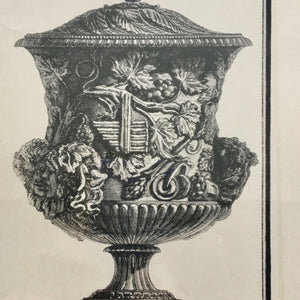 19th Century Print of Giovanni Piranesi Engraving of Vases Engraving Antique 