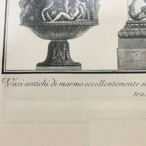 19th Century Print of Giovanni Piranesi Engraving of Vases Engraving Antique 