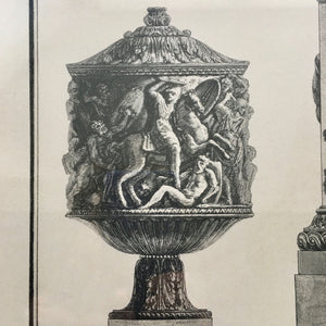 19th Century Print of Giovanni Piranesi Engraving of Vases Engraving Antique 