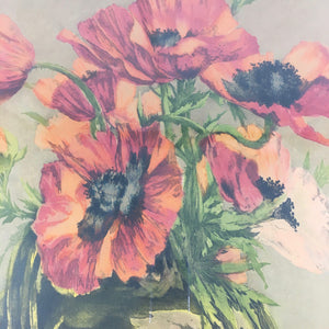 Antique Aquatint Print of Red Poppies by Gustave Fraipont Lithograph Antique 