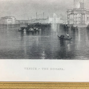 Antique Engraving 'Venice the Dogana' by J.T. Willmore after W. M. Turner Engraving Antique 