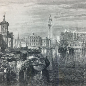 Antique Engraving 'Venice the Grand Canal' by J.T. Willmore after W. M. Turner Engraving Antique 