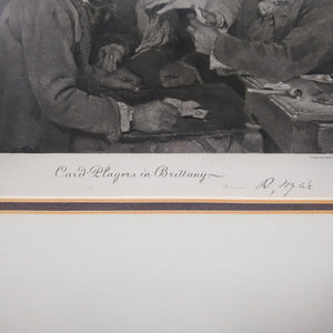 Antique George Barrie Engraving of Robert Wylie's Painting 'Card Players in Brittany' Engraving Antique 