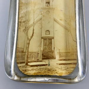 Antique Glass Paperweight with Photograph of Church Paperweight Antique 