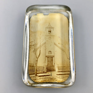 Antique Glass Paperweight with Photograph of Church Paperweight Antique 