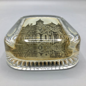 Antique Glass Paperweight with Photograph of City Hall Paperweight Antique 