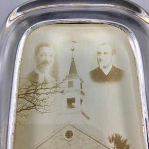 Antique Glass Paperweight with Photograph of Pennsylvanian Church Paperweight Antique 