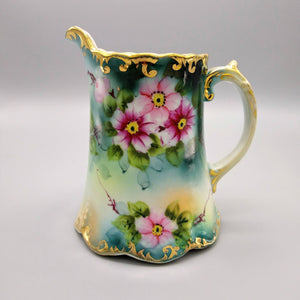 Antique Hand Painted Coffee Pot Pitcher Gilded Porcelain Coffee pot Antique 