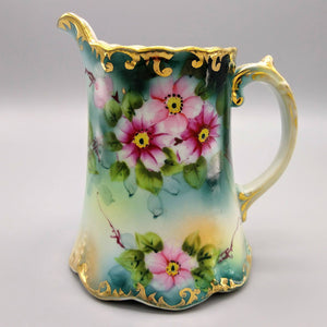 Antique Hand Painted Coffee Pot Pitcher Gilded Porcelain Coffee pot Antique 