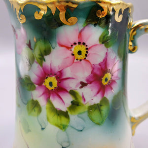 Antique Hand Painted Coffee Pot Pitcher Gilded Porcelain Coffee pot Antique 