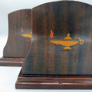 Antique Inlaid Wood Bookends Late Victorian Bookend Antique 