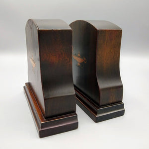 Antique Inlaid Wood Bookends Late Victorian Bookend Antique 