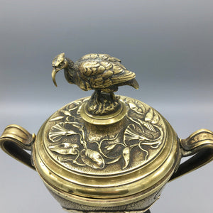 Antique Lidded Urn Garniture with Bird Figure Urn Antique 