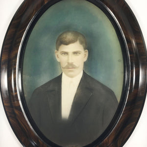 Antique Russian Photograph Portrait in Oval Wooden Frame Photograph Antique 