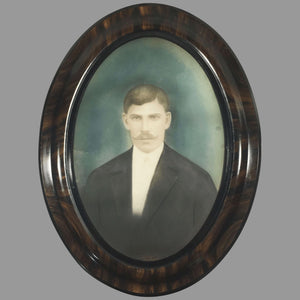 Antique Russian Photograph Portrait in Oval Wooden Frame Photograph Antique 