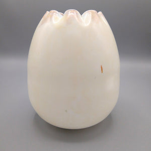 Bohemian Satin Milk Glass Vase Egg Shaped late 1800s Vase Antique 