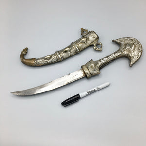 Early 19th Century Moroccan Koumiyya Dagger Mounted in Silver Dagger Antique 