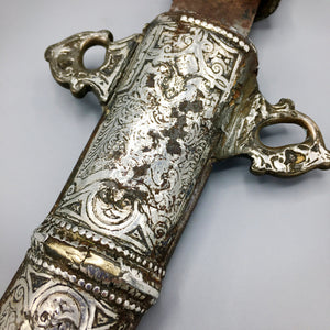 Early 19th Century Moroccan Koummya Dagger Mounted in Silver Dagger Antique 