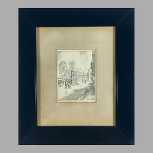 Miniature Drawing of Oxford Street by Edmund Hort New (1871-1931) Drawing Antique 