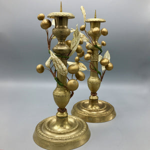 Pair of Antique French Brass Candleholders 19th Century Candlestick Antique 