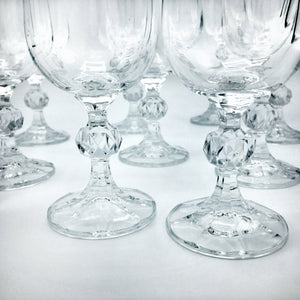 Bohemian Crystal Set of Eight Champagne Flutes with Ball Stems